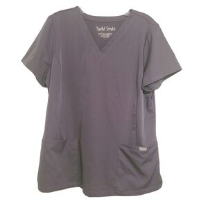 Soulful Scrubs | Women's Gray V-Neck Two Pocket Scrubs Top (Size Large)